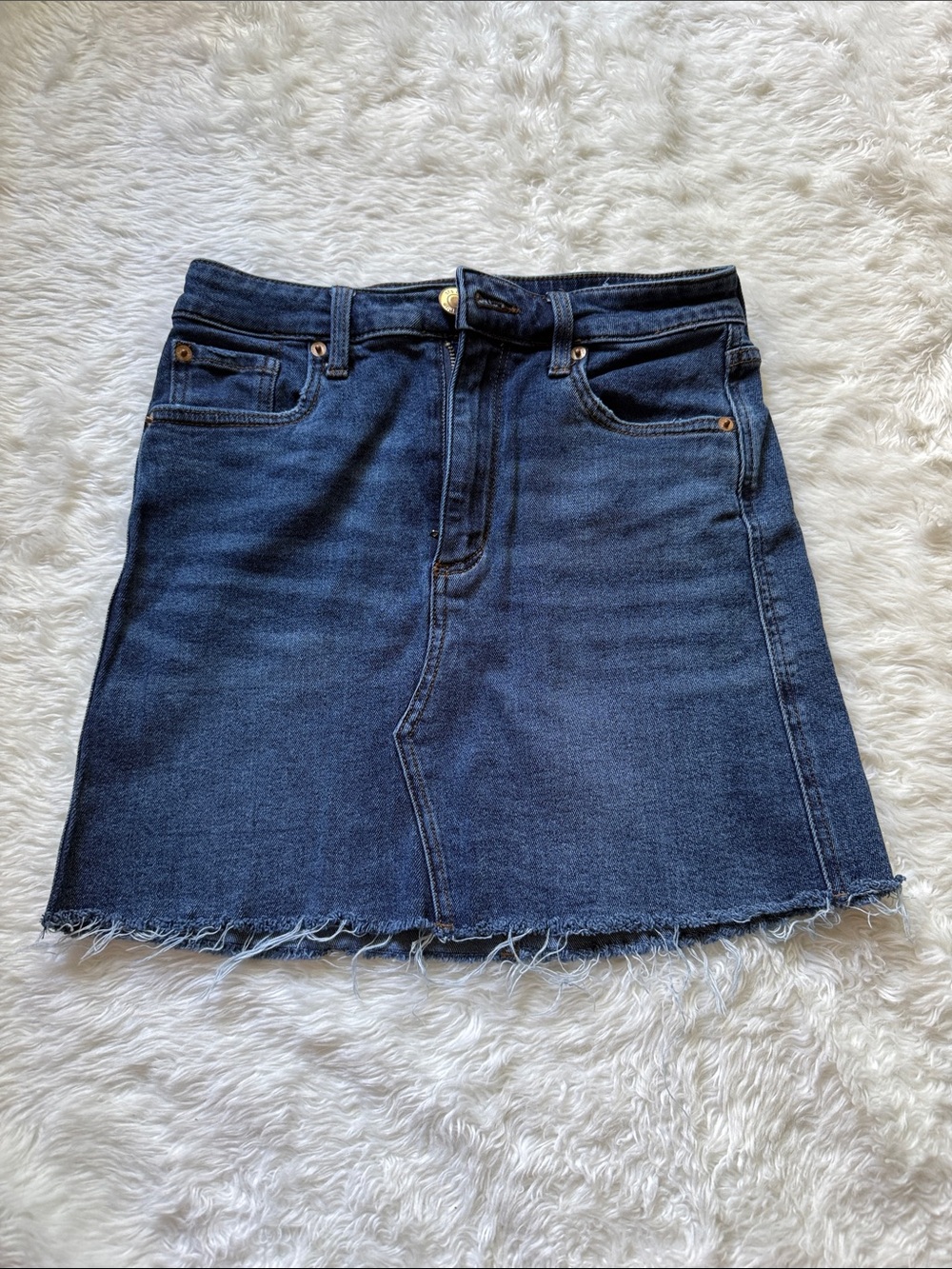 STS Blue Dark Denim Mini Skirt with Raw Hem